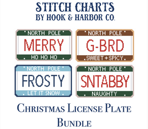 Christmas License Plate Bundle Stitch Chart