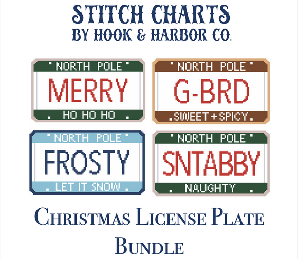 Christmas License Plate Bundle Stitch Chart